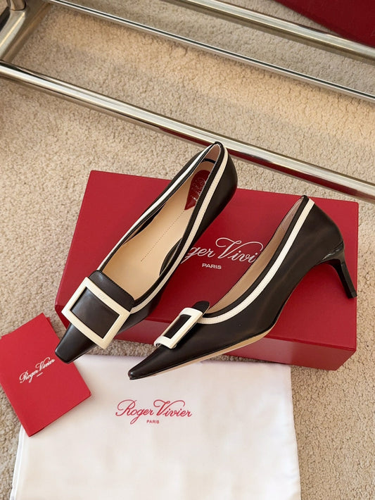 VIV’ CANARD PUMPS IN BLACK SHINY CALFSKIN - 34