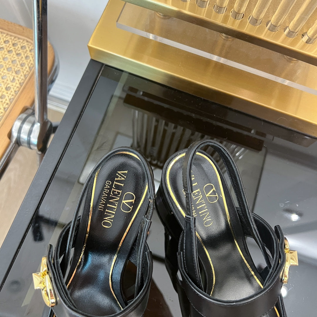 MARY-JANE VLOGO LOCKER SLINGBACK PUMPS BLACK SHEEPSKIN 60 MM - 35