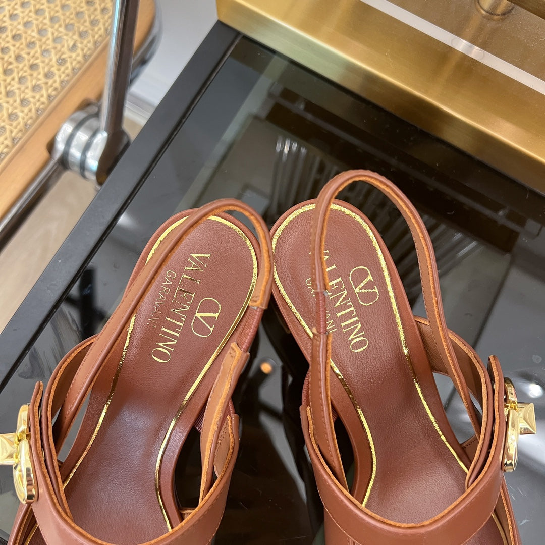 MARY-JANE VLOGO LOCKER SLINGBACK PUMPS CHOCOLATE BROWN SHEEPSKIN 60 MM - 35
