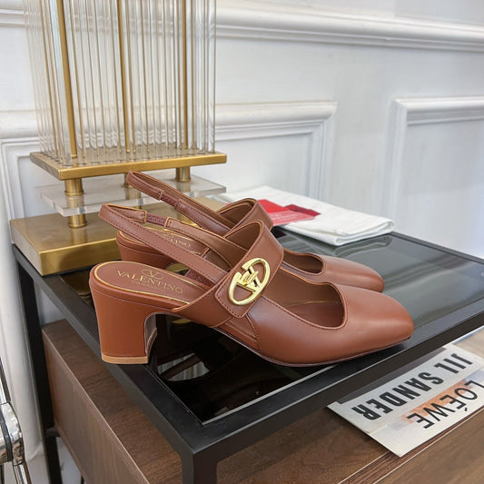 VLTN HIGH SANDAL 60MM IN BROWN CALFSKIN - 35