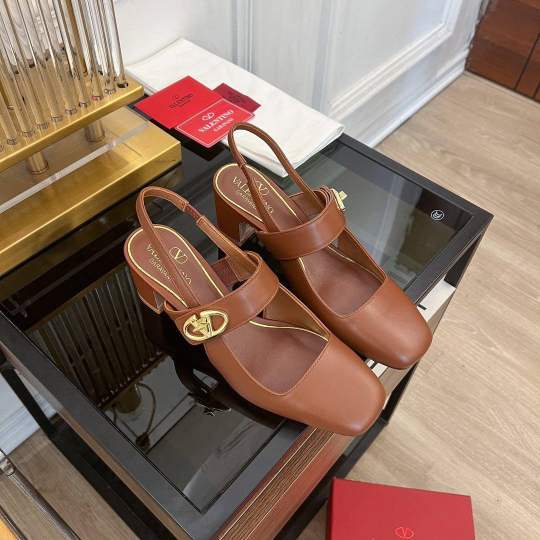 VLTN HIGH SANDAL 60MM IN BROWN CALFSKIN - 35