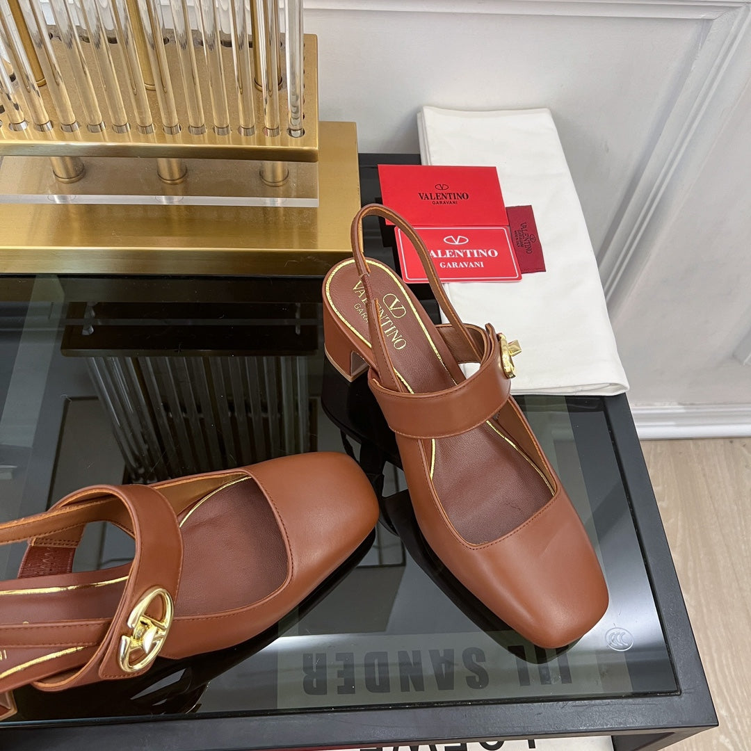 VLTN HIGH SANDAL 60MM IN BROWN CALFSKIN - 35