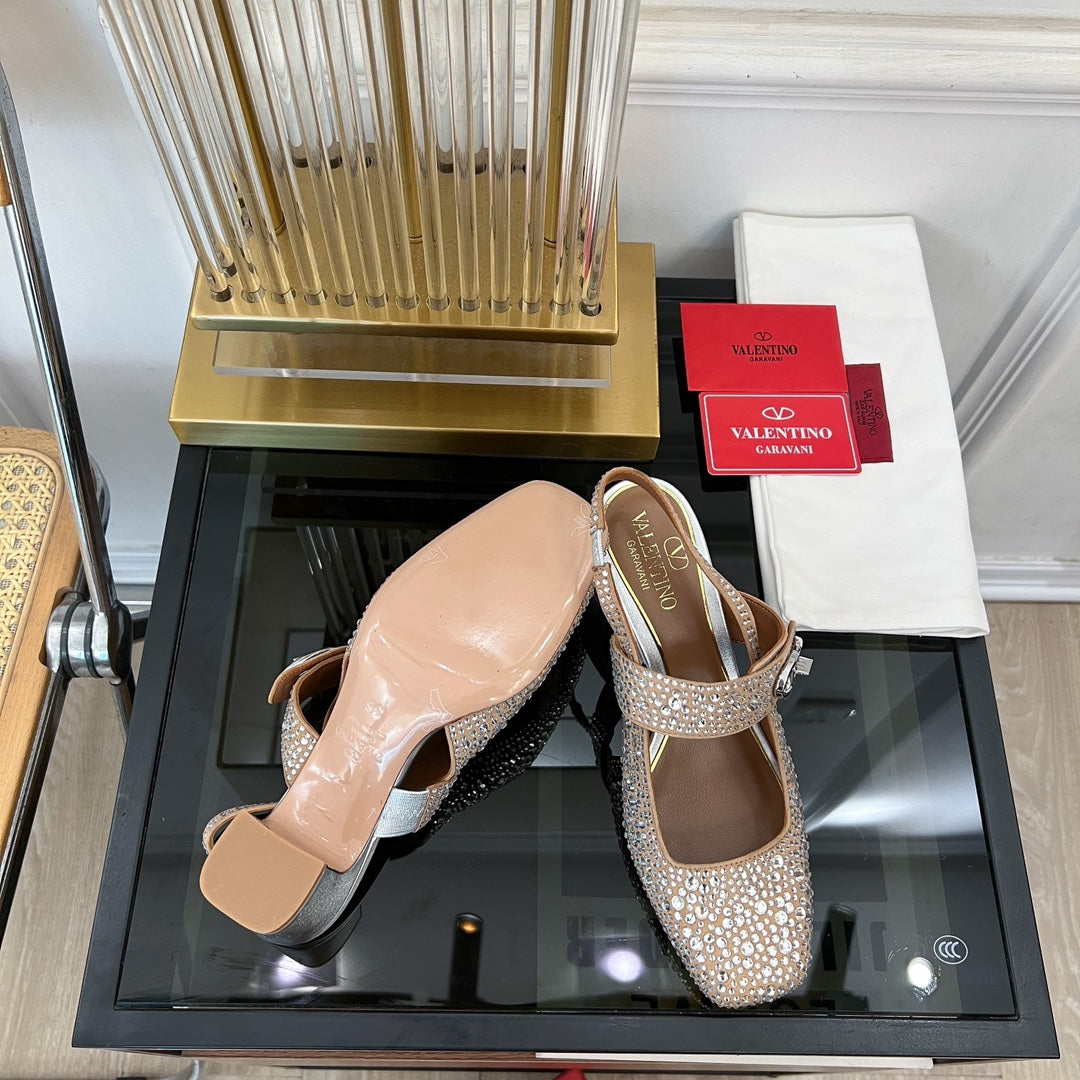 MARY-JANE VLOGO LOCKER SLINGBACK PUMPS CHOCOLATE BROWN SHEEPSKIN WITH 60MM CRYSTALS - 35
