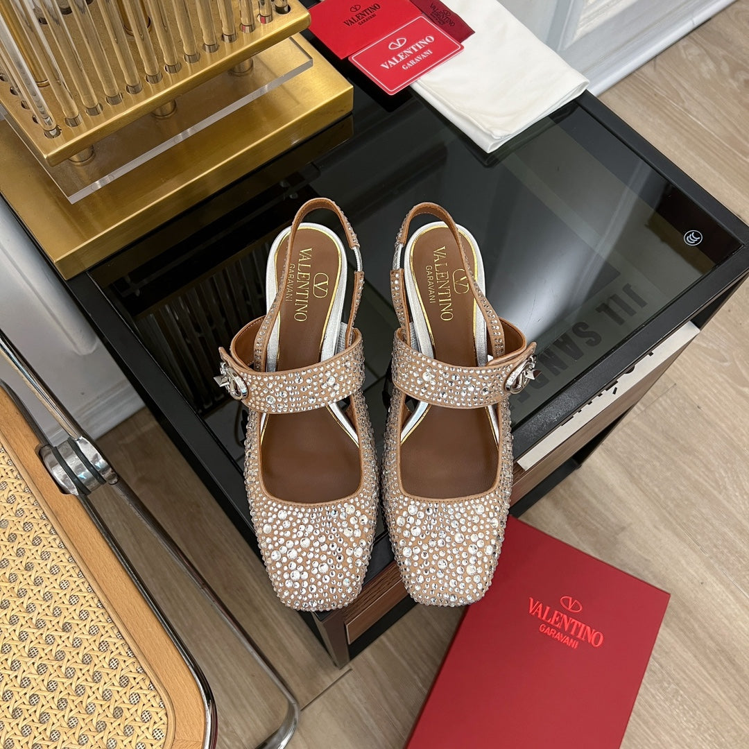 MARY-JANE VLOGO LOCKER SLINGBACK PUMPS CHOCOLATE BROWN SHEEPSKIN WITH 60MM CRYSTALS - 35