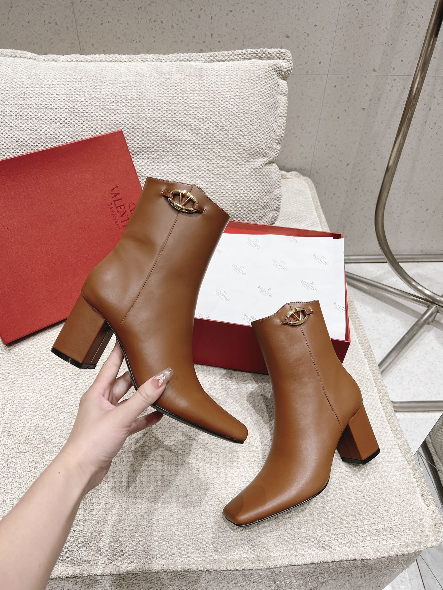 VLOGO THE BOLD EDITION ANKLE BOOT IN BRONZE BROWN CALFSKIN 70MM - 35