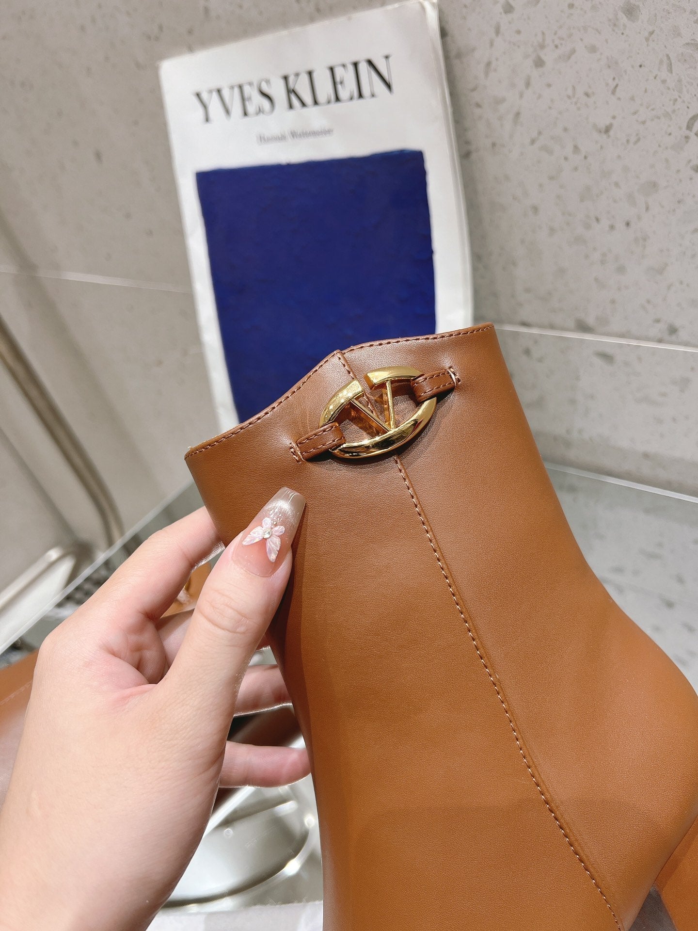VLOGO THE BOLD EDITION ANKLE BOOT IN BRONZE BROWN CALFSKIN 70MM - 35
