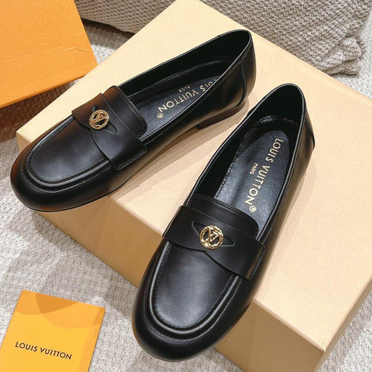SOHO FLAT LOAFER IN BLACK CALFSKIN - 34