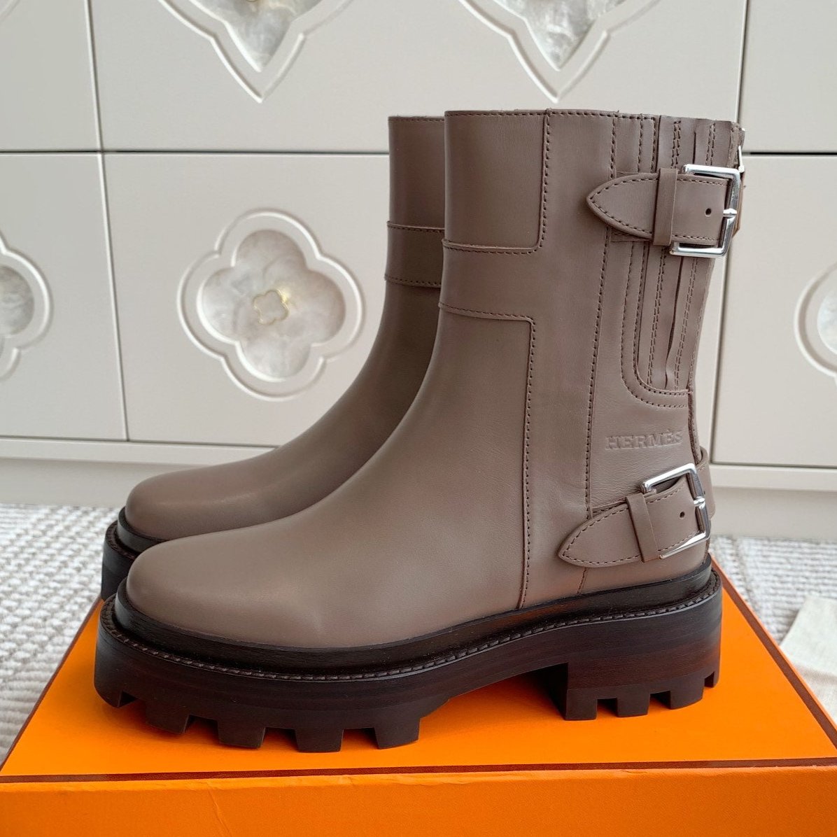 JAIME ANKLE BOOT IN CEDAR BROWN CALFSKIN - 35