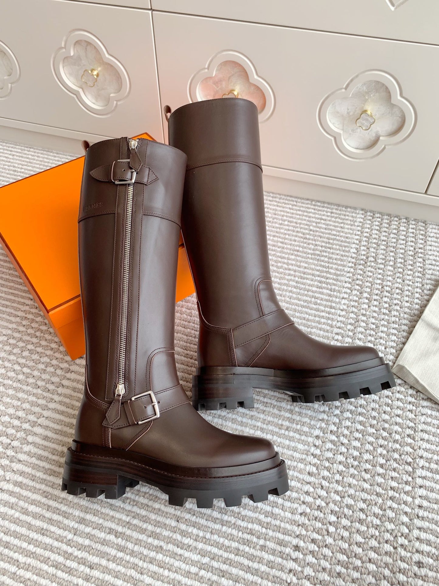 JAIME BOOT IN CHOCOLATE BROWN CALFSKIN - 35