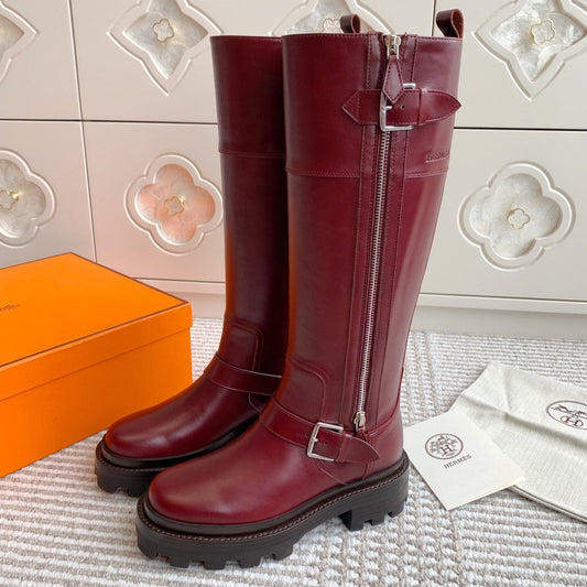 JAIME BOOT IN BURGUNDY RED CALFSKIN - 35