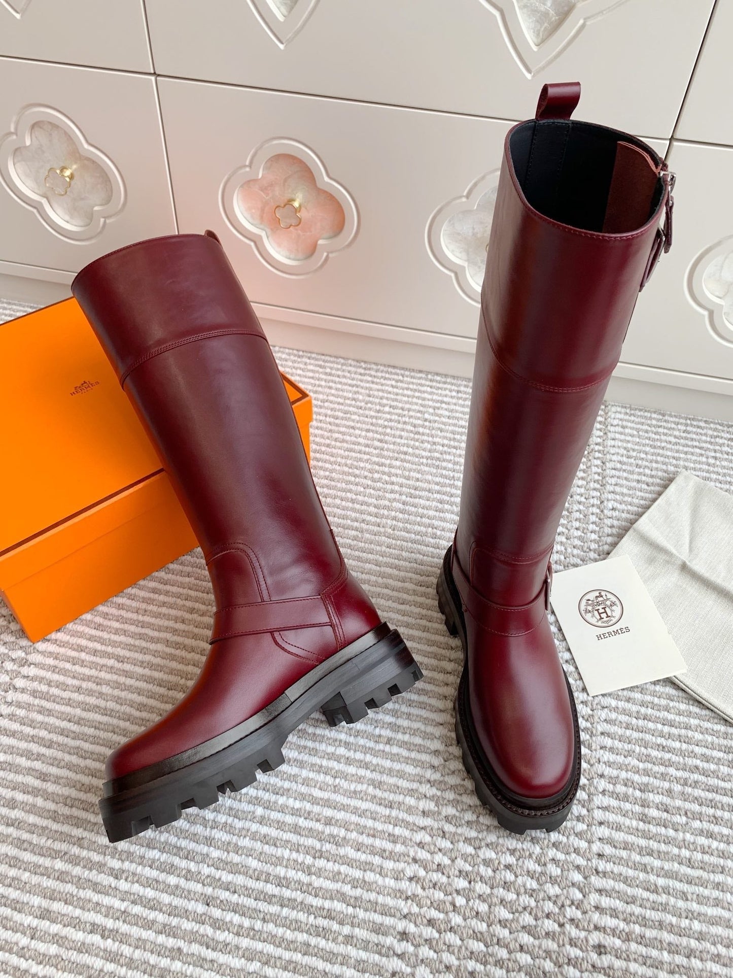 JAIME BOOT IN BURGUNDY RED CALFSKIN - 35