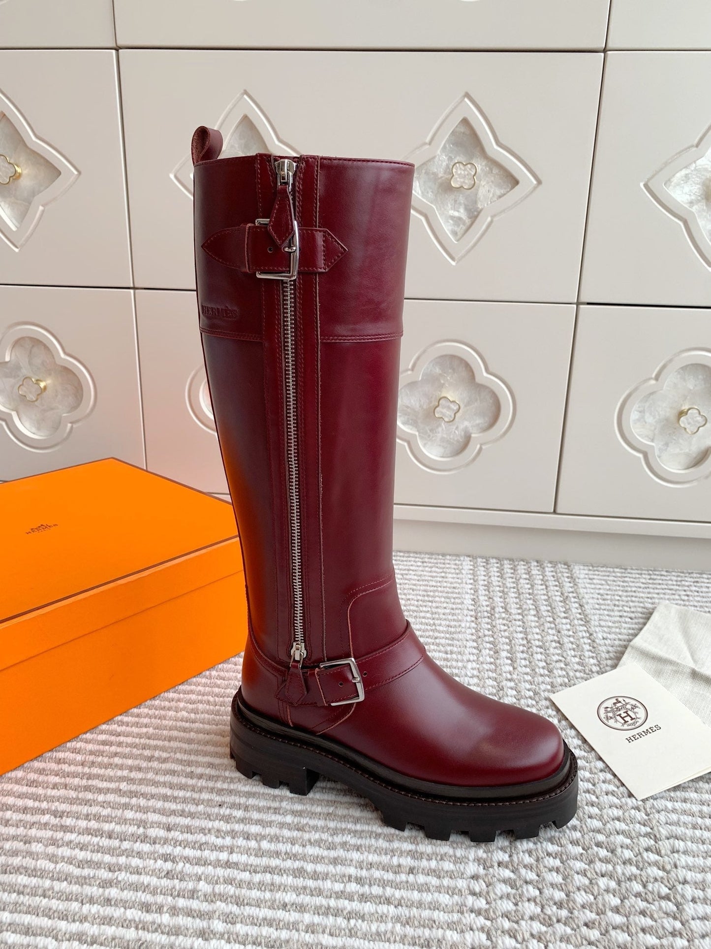 JAIME BOOT IN BURGUNDY RED CALFSKIN - 35