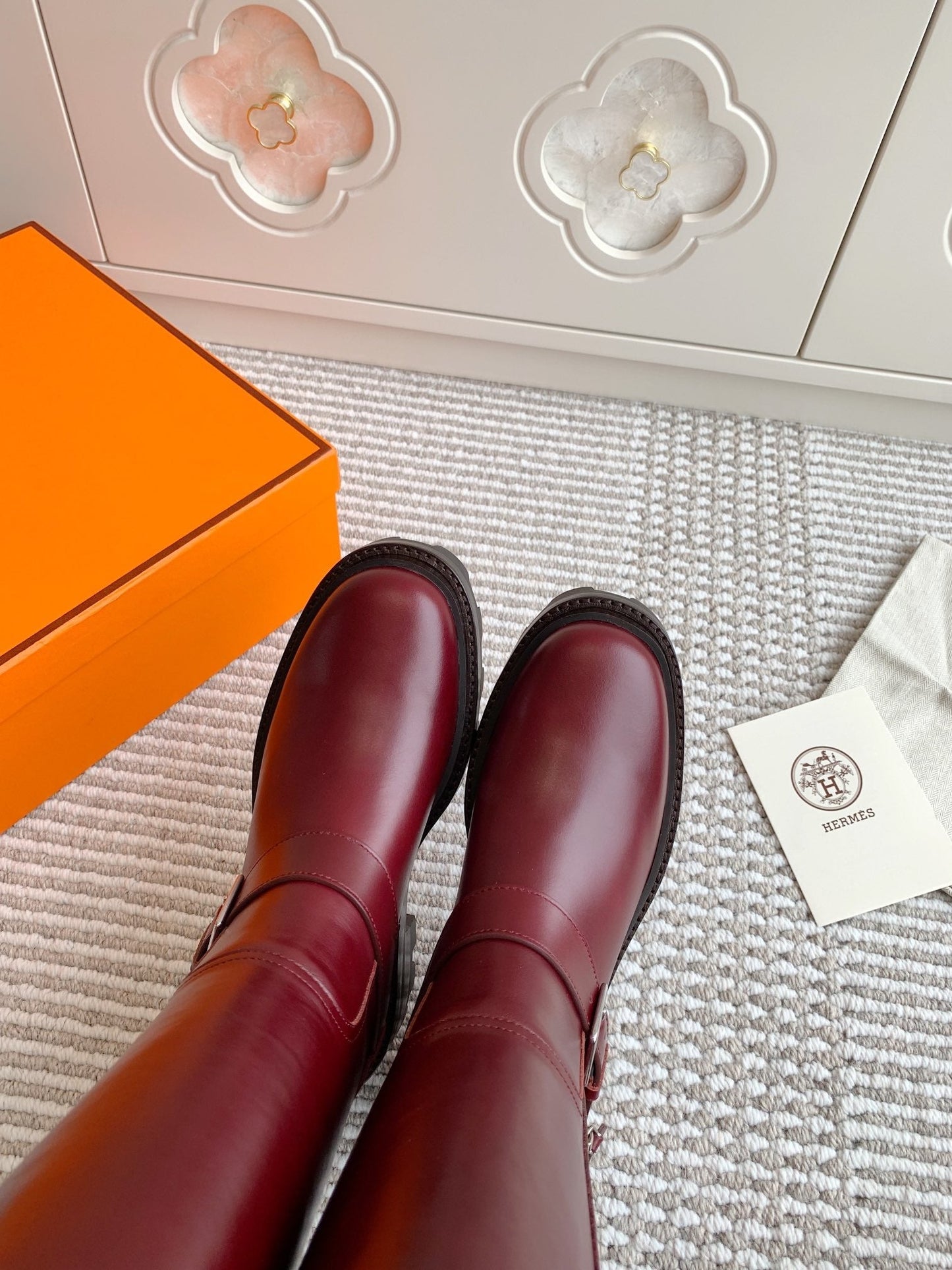 JAIME BOOT IN BURGUNDY RED CALFSKIN - 35