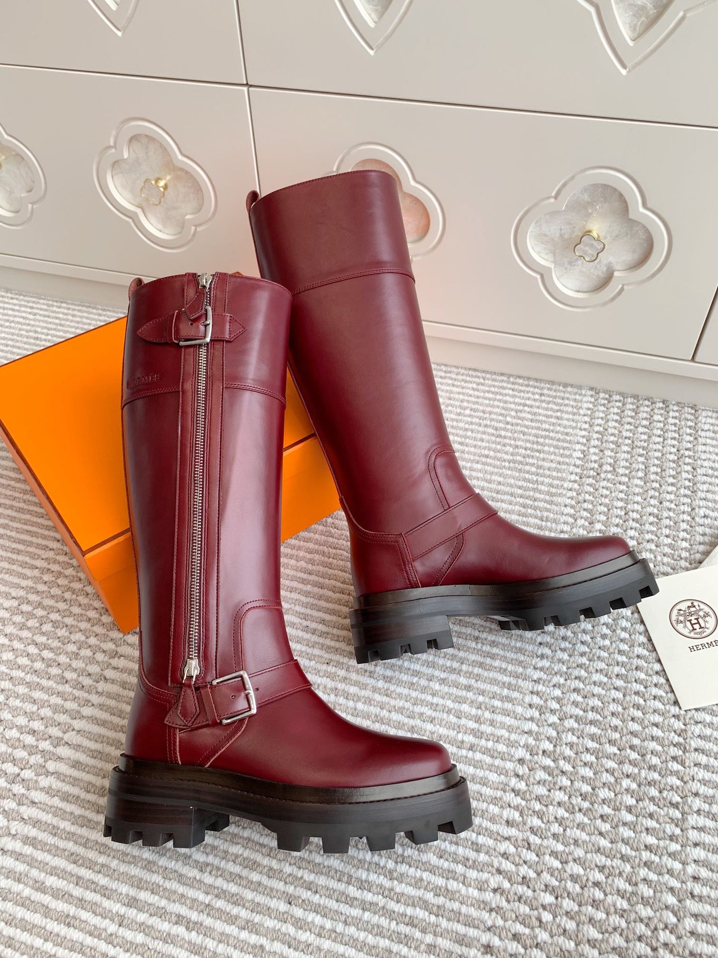 JAIME BOOT IN BURGUNDY RED CALFSKIN - 35