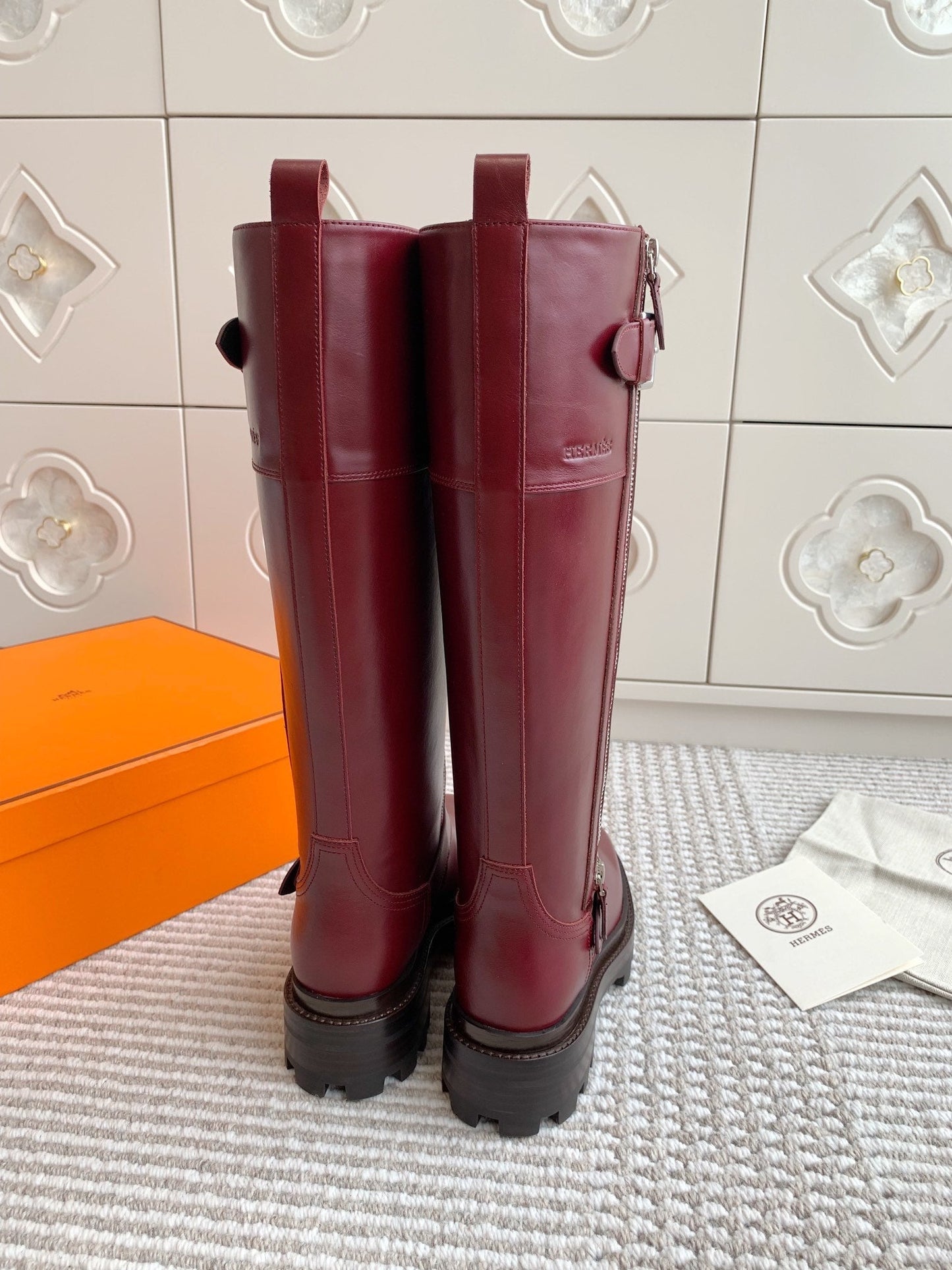 JAIME BOOT IN BURGUNDY RED CALFSKIN - 35