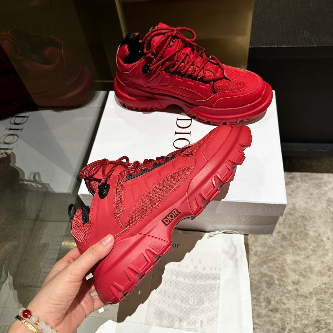 C'EST SNEAKER IN RUBY RED CALFSKIN AND BREATHABLE MESH - 35