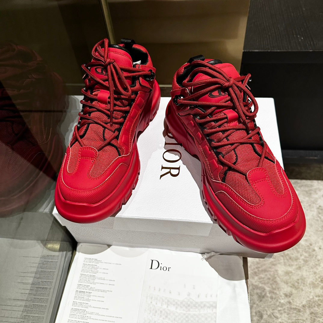 C'EST SNEAKER IN RUBY RED CALFSKIN AND BREATHABLE MESH - 35
