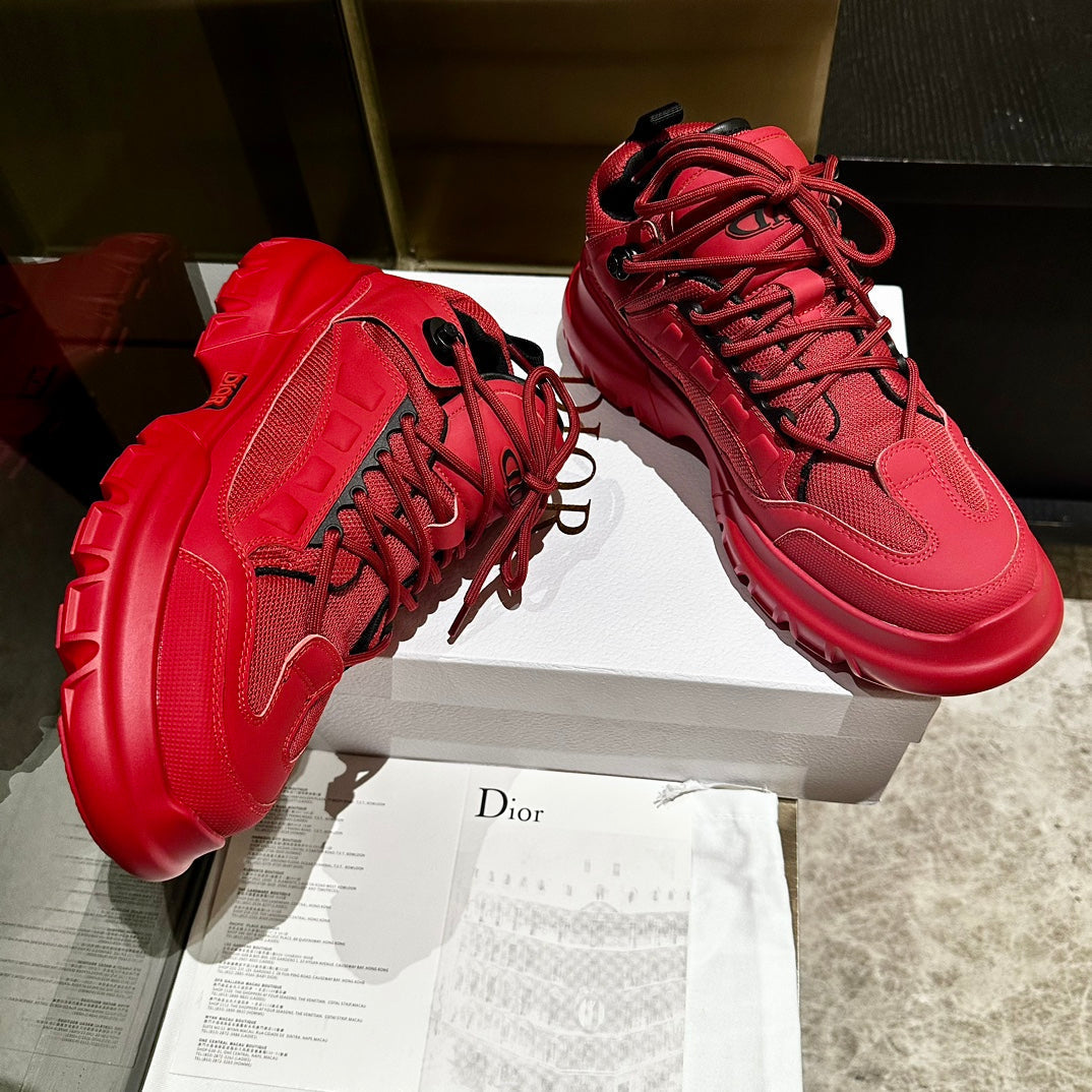 C'EST SNEAKER IN RUBY RED CALFSKIN AND BREATHABLE MESH - 35