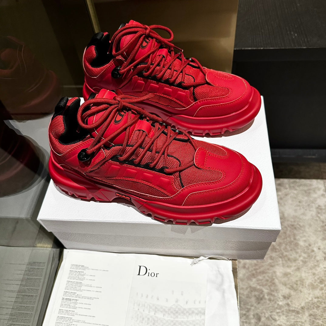 C'EST SNEAKER IN RUBY RED CALFSKIN AND BREATHABLE MESH - 35
