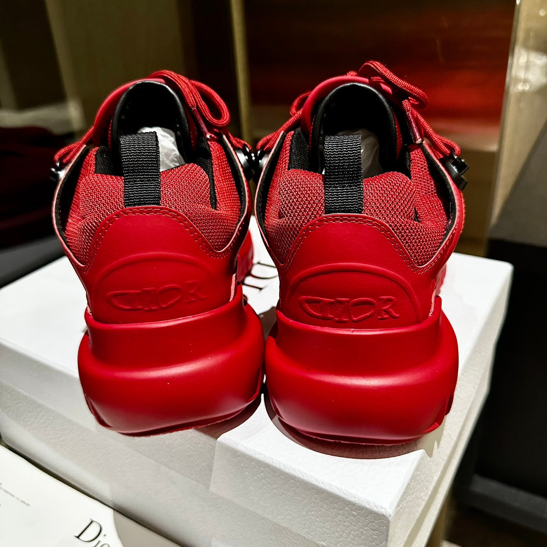 C'EST SNEAKER IN RUBY RED CALFSKIN AND BREATHABLE MESH - 35
