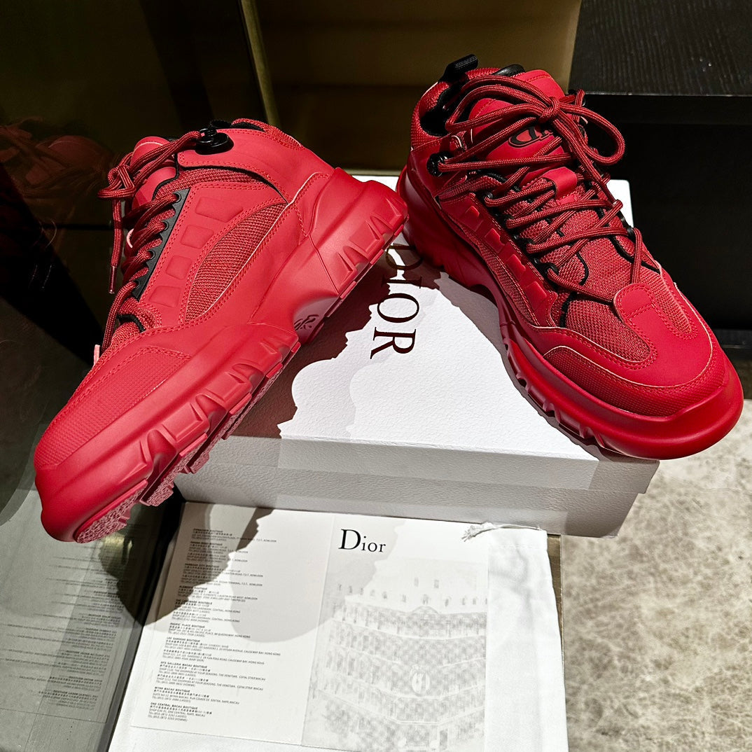 C'EST SNEAKER IN RUBY RED CALFSKIN AND BREATHABLE MESH - 35