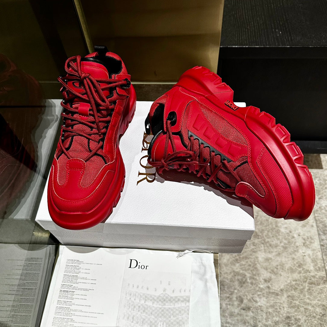 C'EST SNEAKER IN RUBY RED CALFSKIN AND BREATHABLE MESH - 35