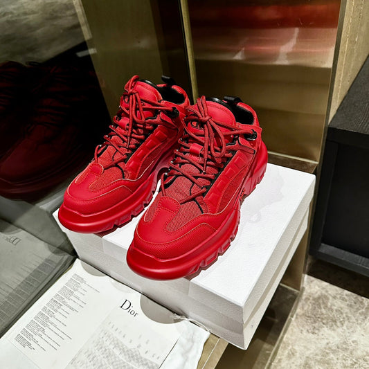 C'EST SNEAKER IN RUBY RED CALFSKIN AND BREATHABLE MESH - 35
