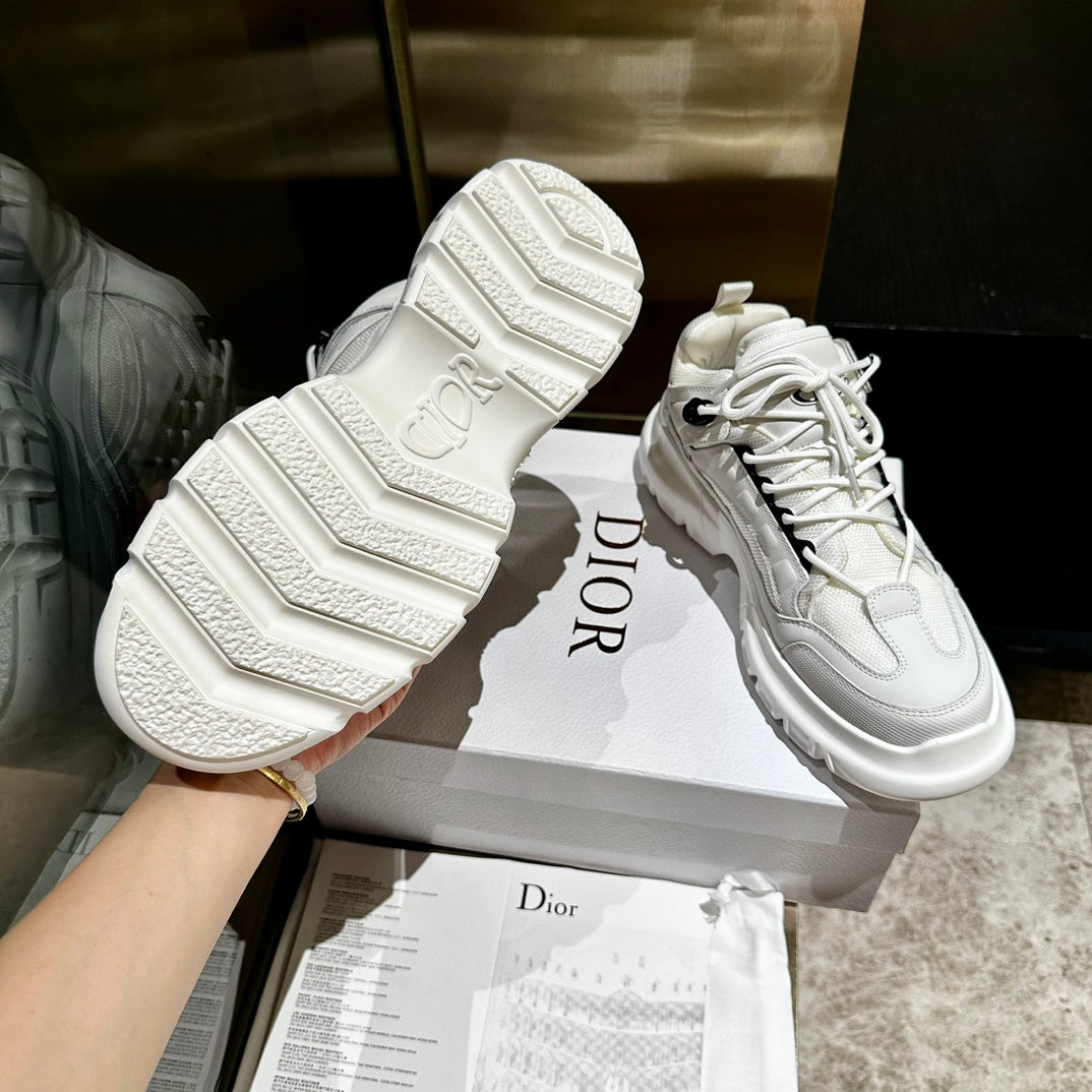 C'EST SNEAKER IN WHITE CALFSKIN AND BREATHABLE MESH - 35
