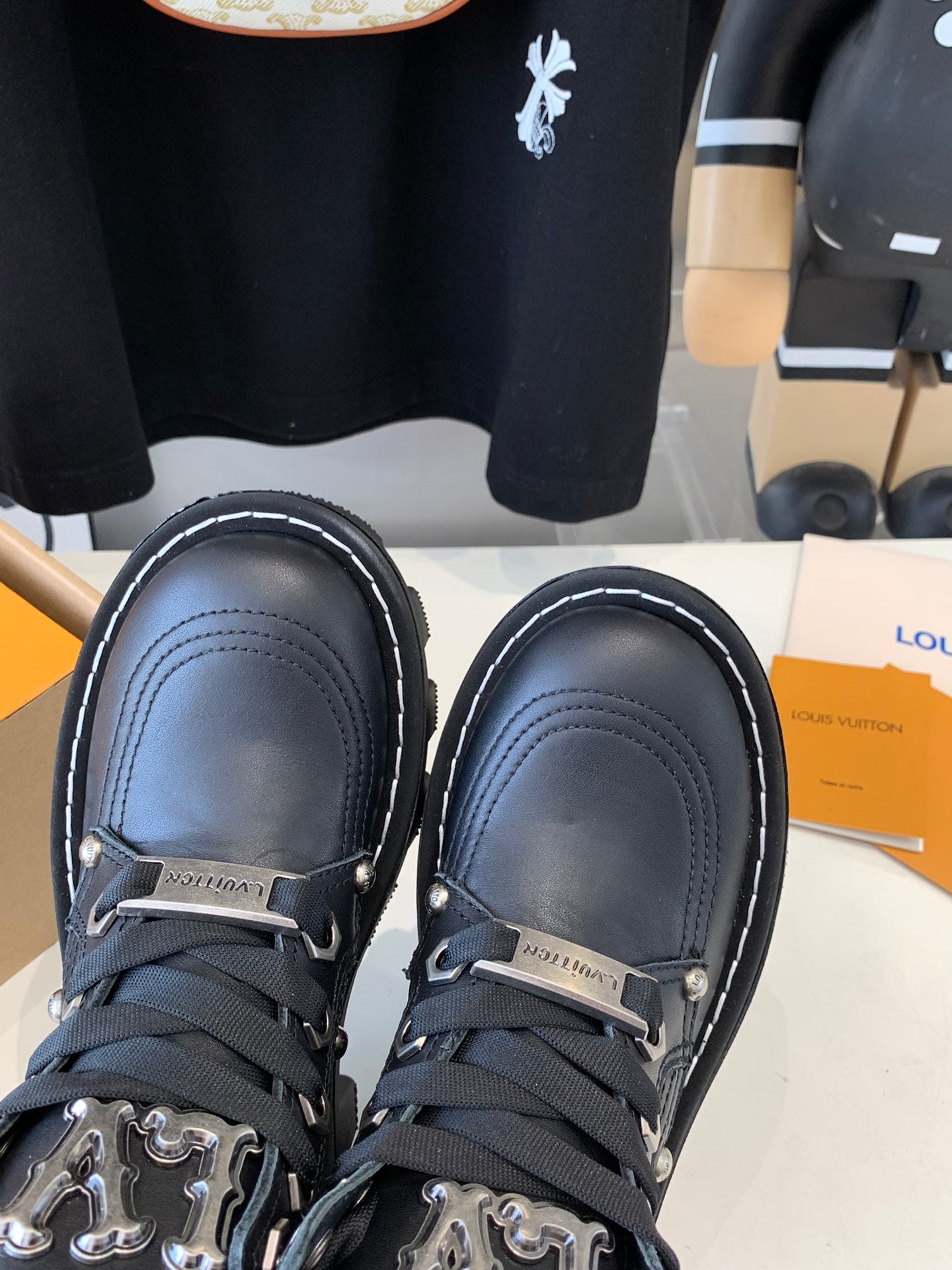 LV CHECKER ANKLE BOOT IN BLACK CALFSKIN - 35