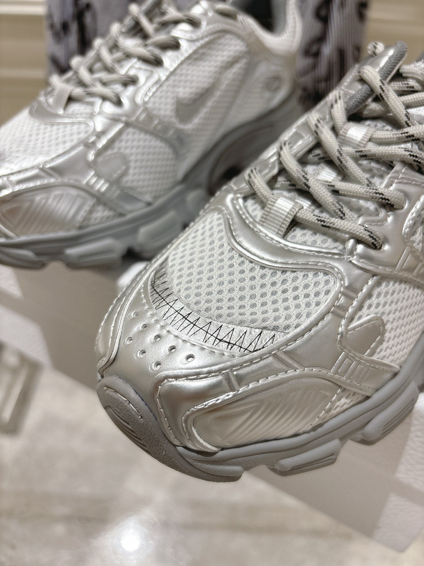DIOR 25S CHRONO SNEAKER 45MM IN MESH WITH SILVER CALFSKIN - 35