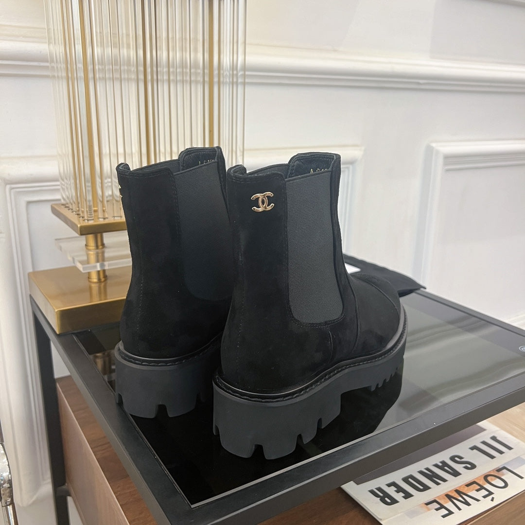 ANKLE BOOTS 4.5 CM IN BLACK LAMB SUEDE - 35