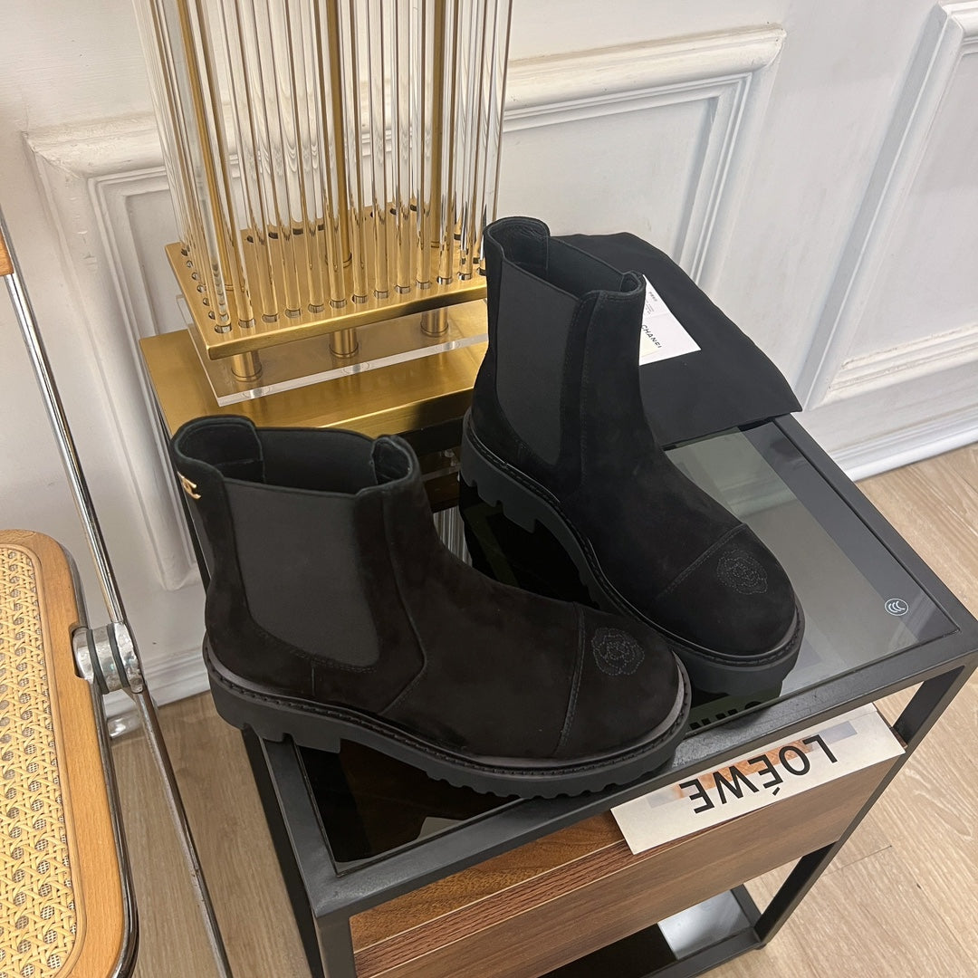 ANKLE BOOTS 4.5 CM IN BLACK LAMB SUEDE - 35