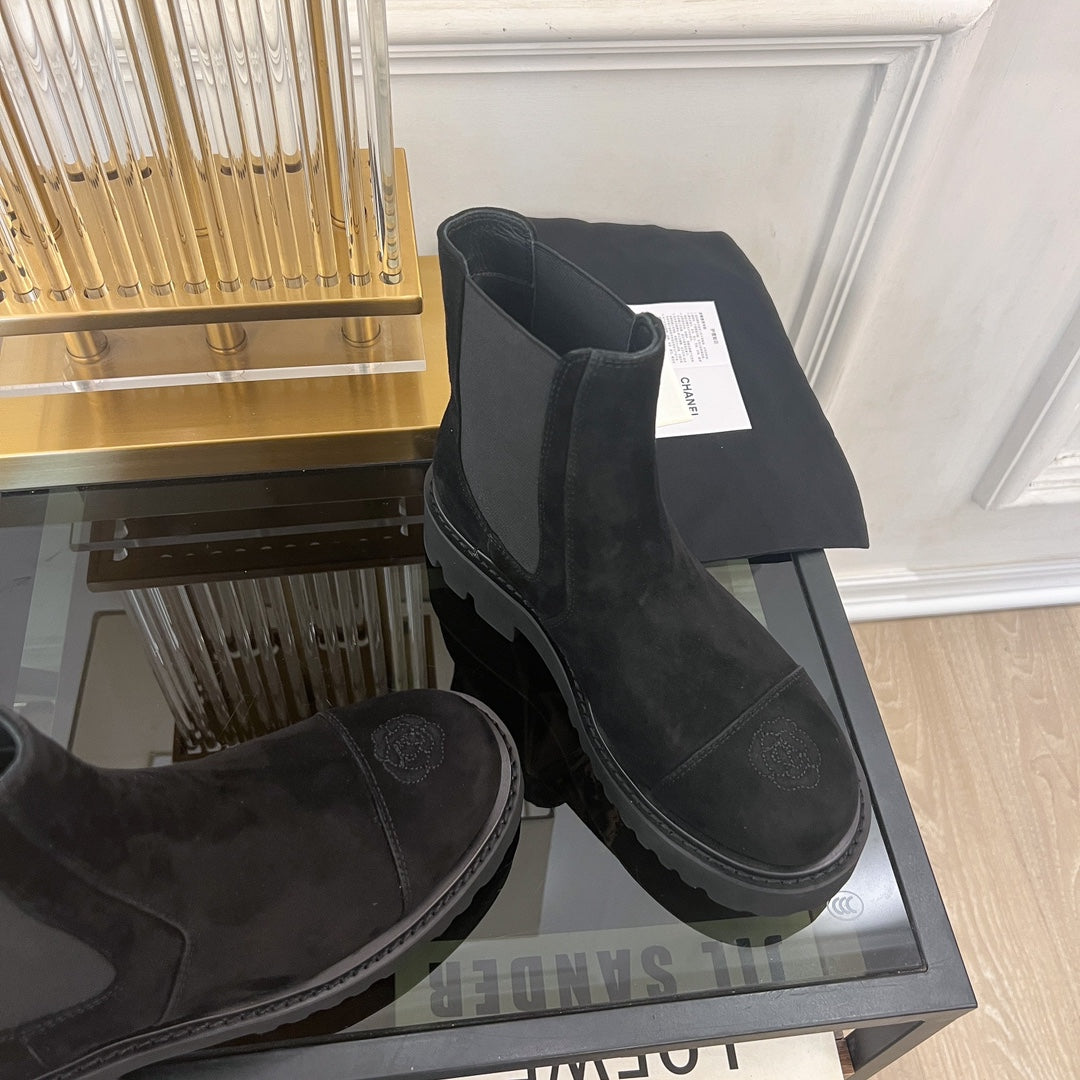 ANKLE BOOTS 4.5 CM IN BLACK LAMB SUEDE - 35