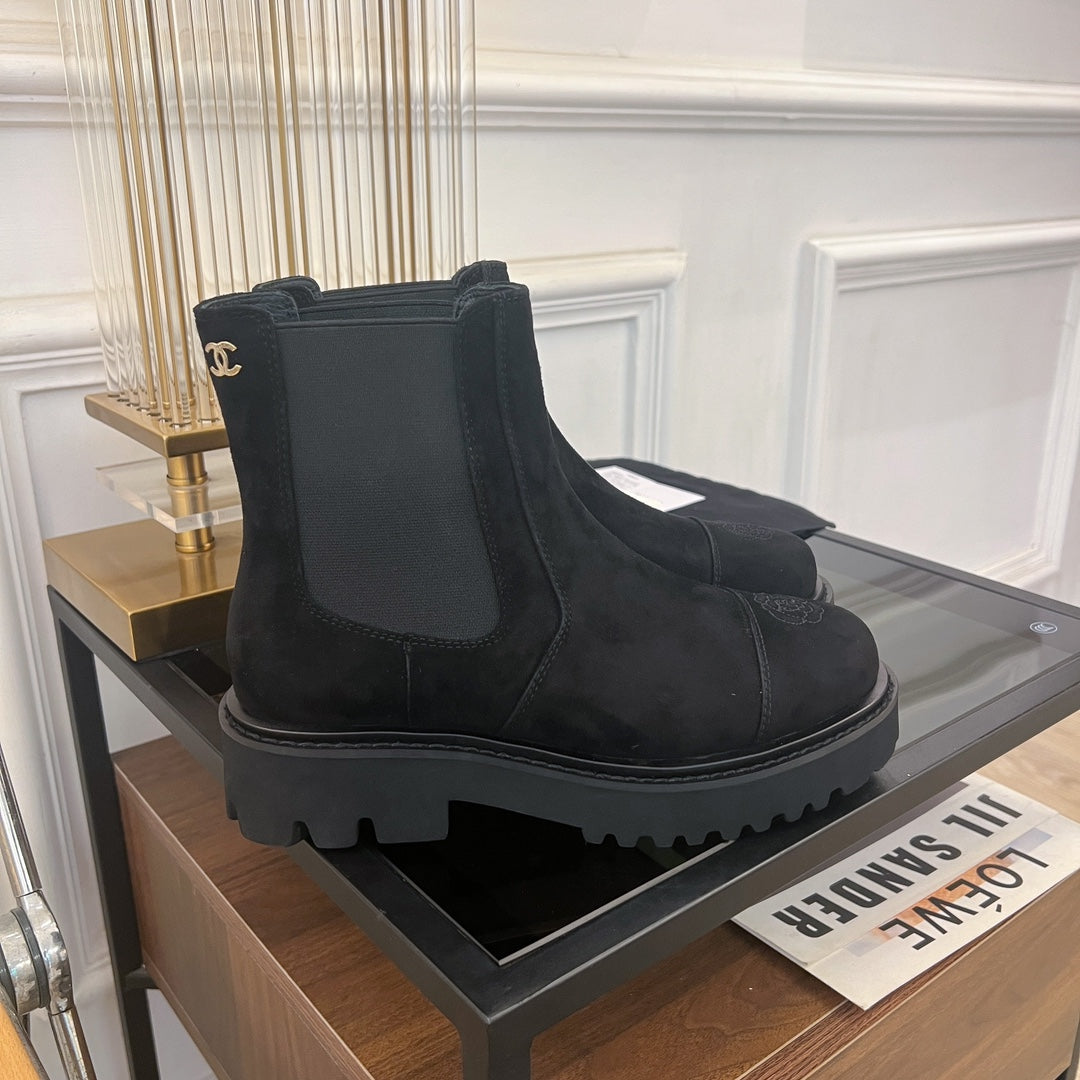ANKLE BOOTS 4.5 CM IN BLACK LAMB SUEDE - 35