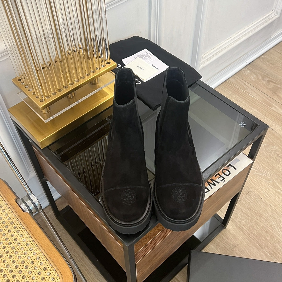 ANKLE BOOTS 4.5 CM IN BLACK LAMB SUEDE - 35