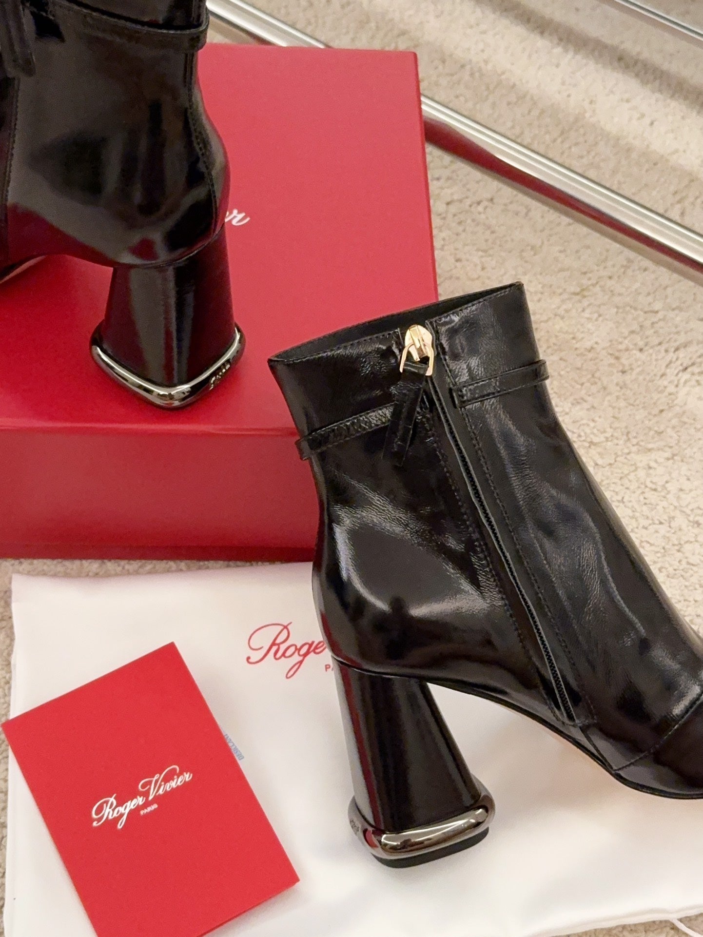VIV' PODIUM BOOTIES IN BLACK LAMBSKIN - 34