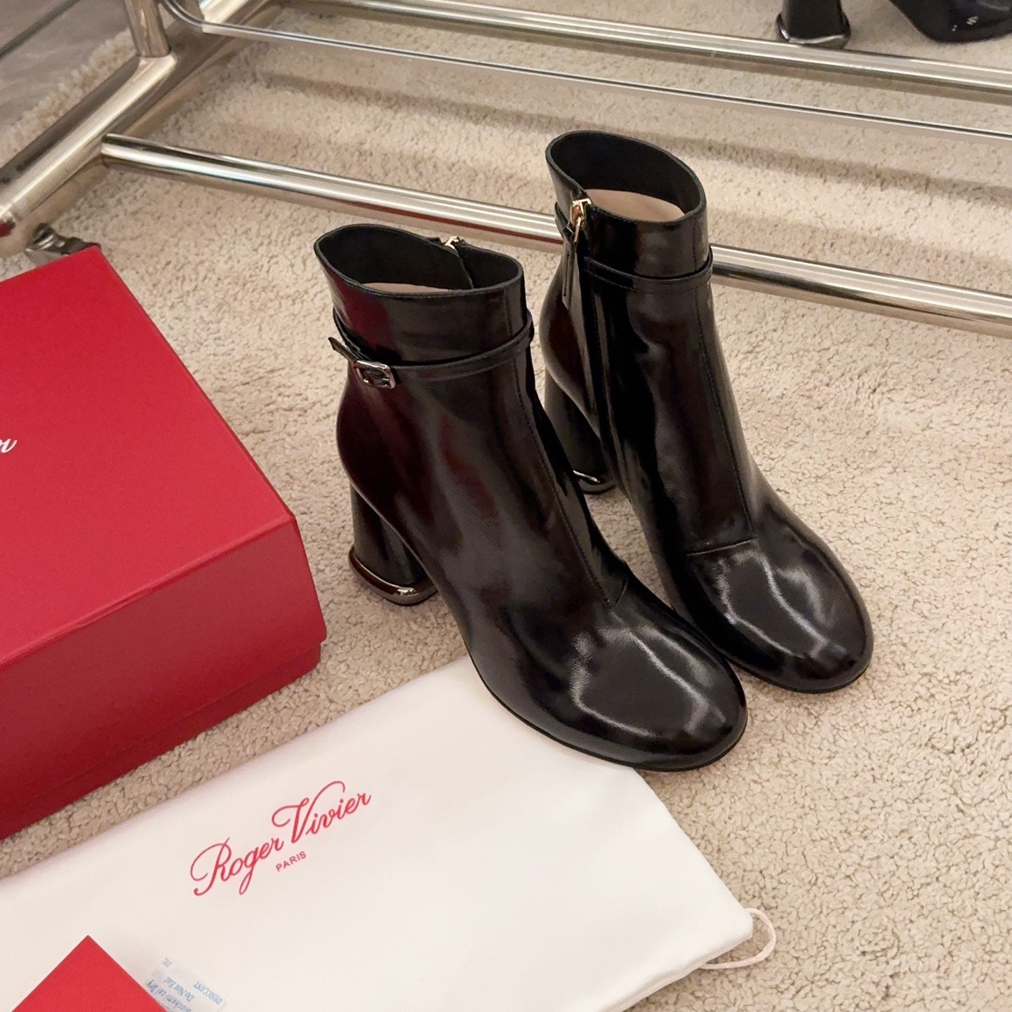 VIV' PODIUM BOOTIES IN BLACK LAMBSKIN - 34