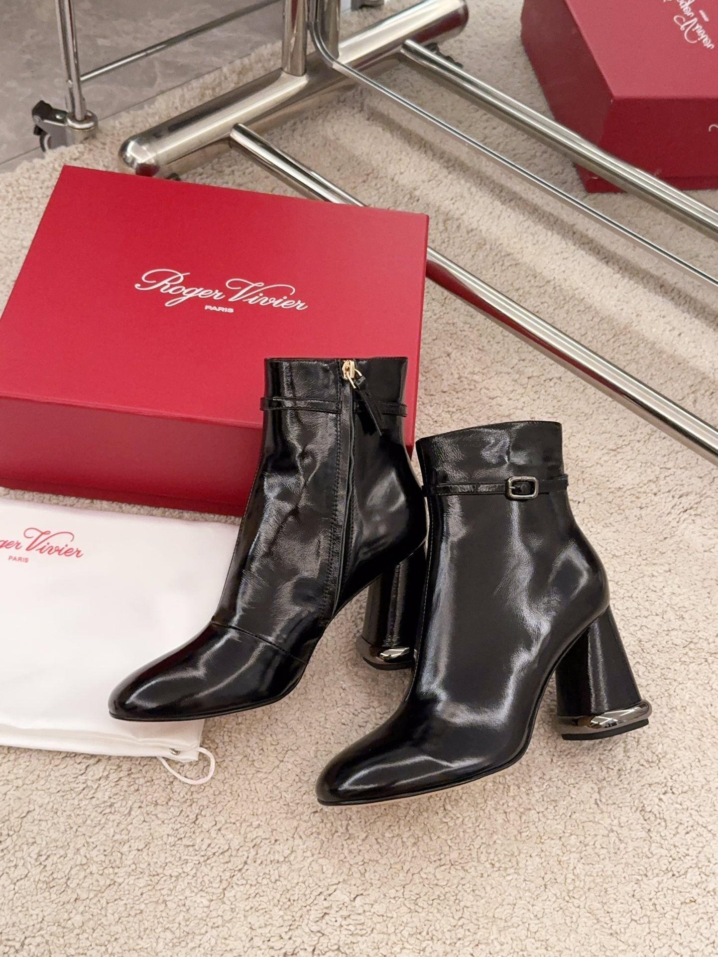 VIV' PODIUM BOOTIES IN BLACK LAMBSKIN - 34