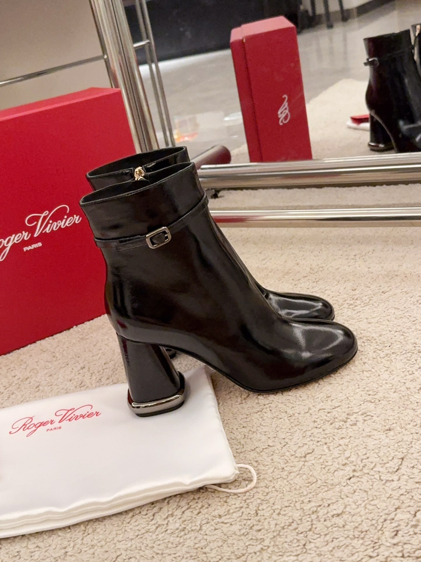 VIV' PODIUM BOOTIES IN BLACK LAMBSKIN - 34