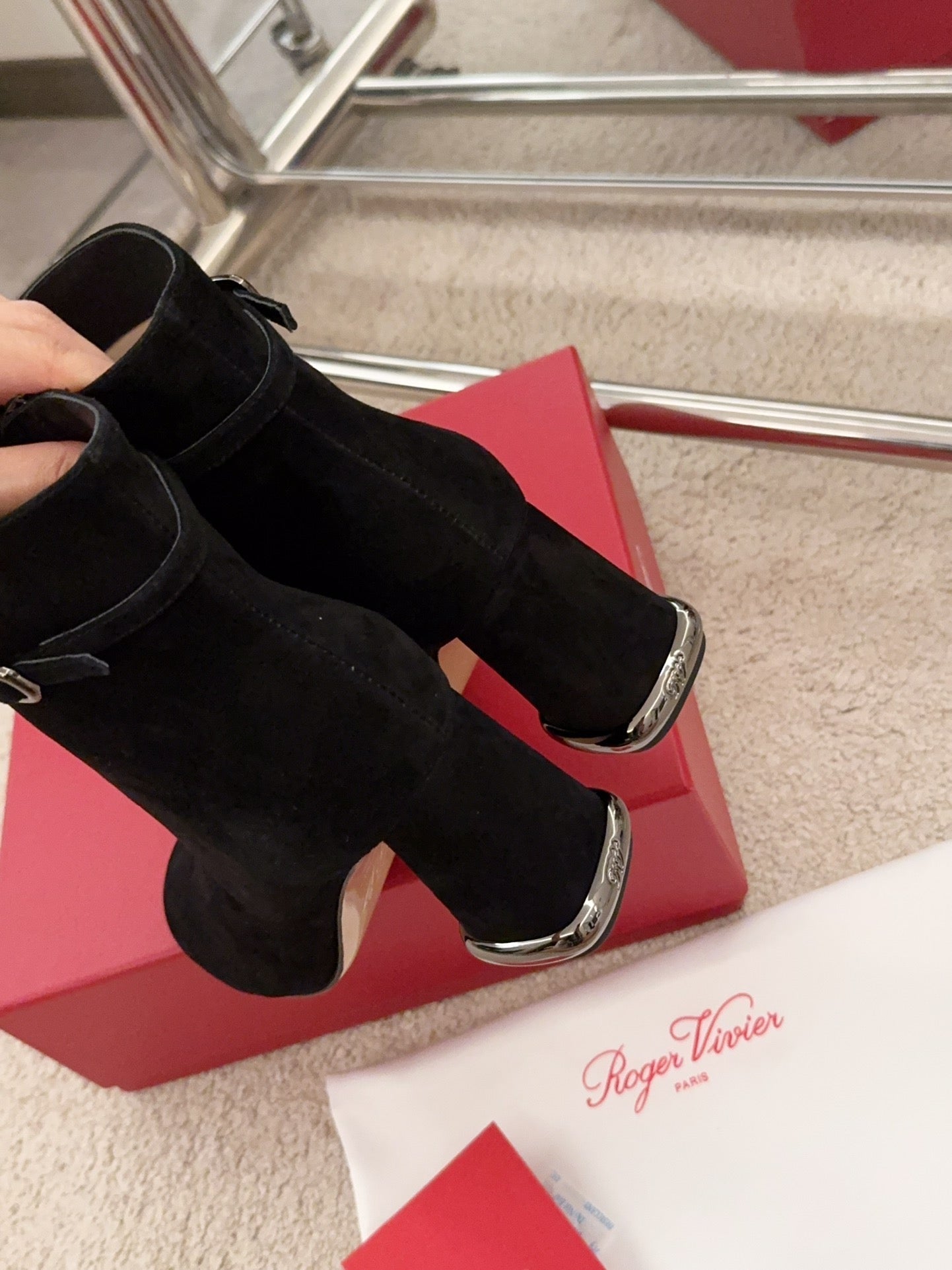 VIV' PODIUM BOOTIES IN BLACK SUEDE - 34