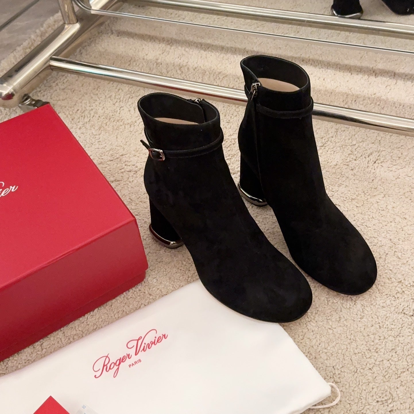 VIV' PODIUM BOOTIES IN BLACK SUEDE - 34