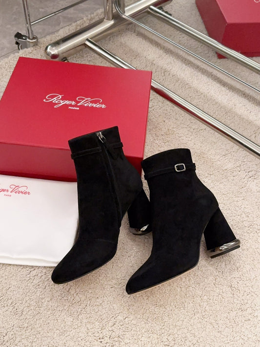 VIV' PODIUM BOOTIES IN BLACK SUEDE - 34