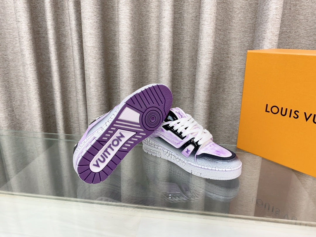 LV TRAINER SNEAKERS IN LIGHT PURPLE OMBRE MIX COLORFUL CALFSKIN - 35