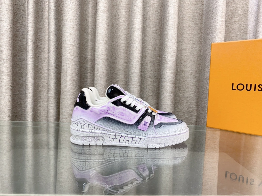 LV TRAINER SNEAKERS IN LIGHT PURPLE OMBRE MIX COLORFUL CALFSKIN - 35