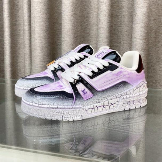 LV TRAINER SNEAKERS IN LIGHT PURPLE OMBRE MIX COLORFUL CALFSKIN - 35