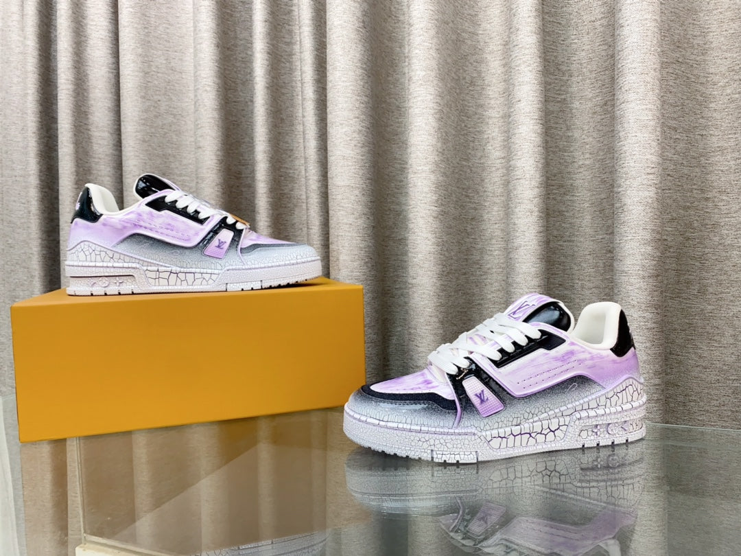 LV TRAINER SNEAKERS IN LIGHT PURPLE OMBRE MIX COLORFUL CALFSKIN - 35