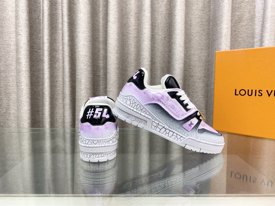 LV TRAINER SNEAKERS IN LIGHT PURPLE OMBRE MIX COLORFUL CALFSKIN - 35