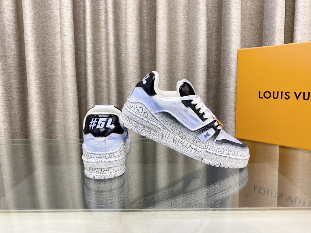LV TRAINER SNEAKERS IN LIGHT BLUE OMBRE MIX COLORFUL CALFSKIN - 35