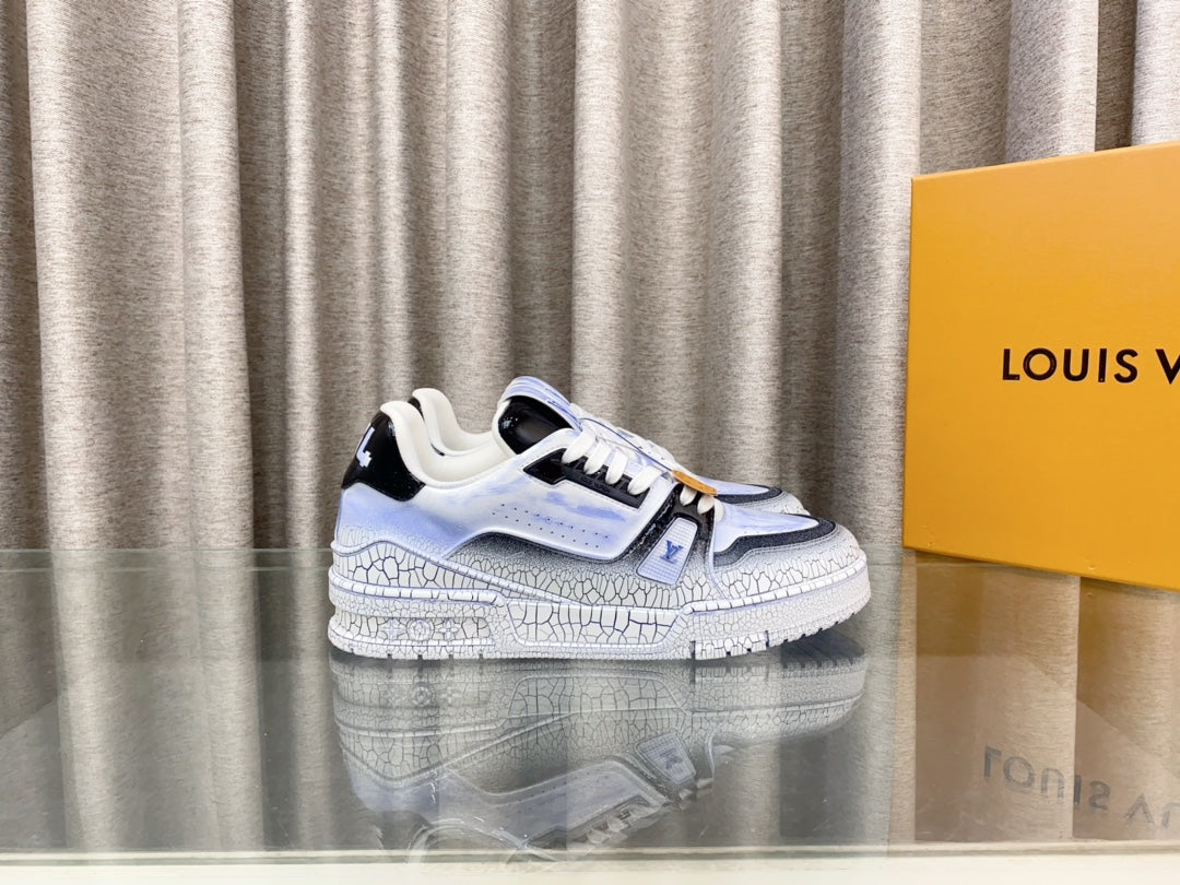 LV TRAINER SNEAKERS IN LIGHT BLUE OMBRE MIX COLORFUL CALFSKIN - 35