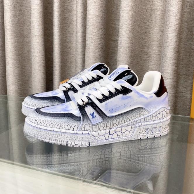 LV TRAINER SNEAKERS IN LIGHT BLUE OMBRE MIX COLORFUL CALFSKIN - 35
